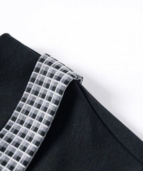 Check Ribbon Panel Dress